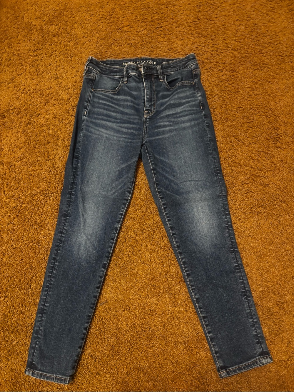 American Eagle Outfitters Women's Medium-Dark Blue High-Rise Skinny Jeans